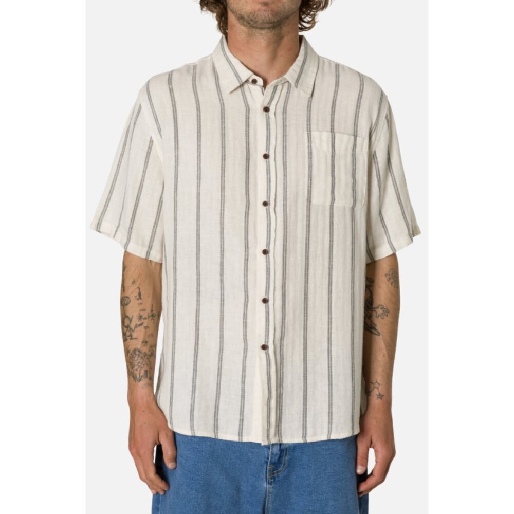 KATIN Alan Striped Casual Shirt Linen Blend Medium Summer Coastal Relaxed